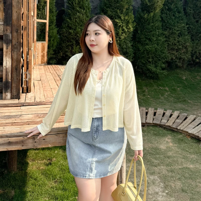 CX5902大码女装【冰丝防晒针织开衫】夏季配吊带裙镂空披肩外搭罩衫