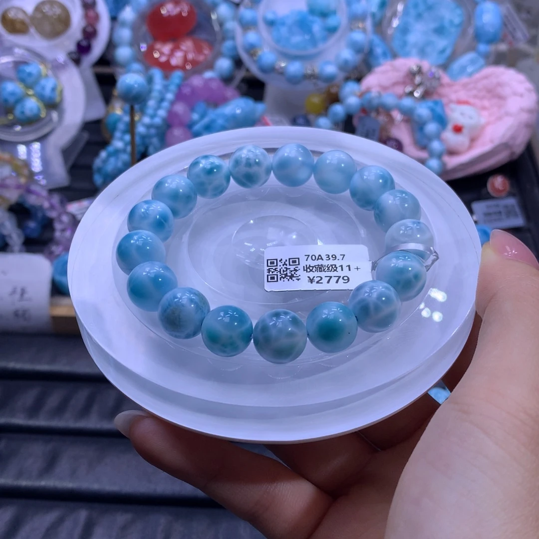 针钠钙石（海纹石）未镶嵌手串颜色略差异