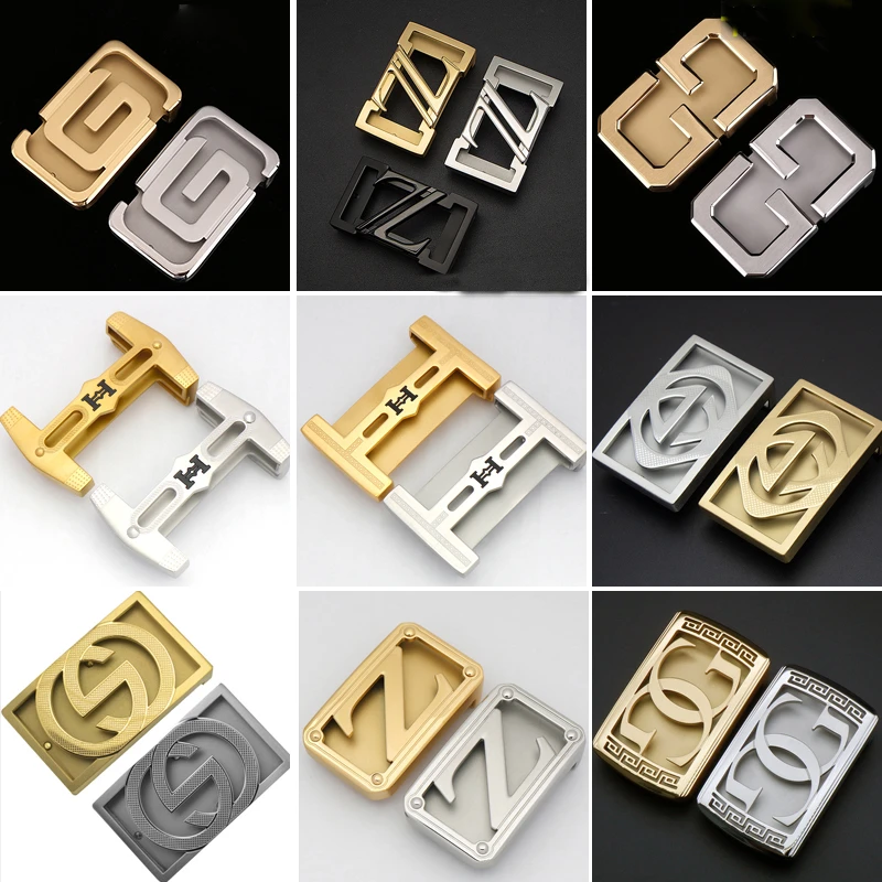 3.8cm不锈钢内穿平滑板男士休闲百搭裤腰皮带扣头