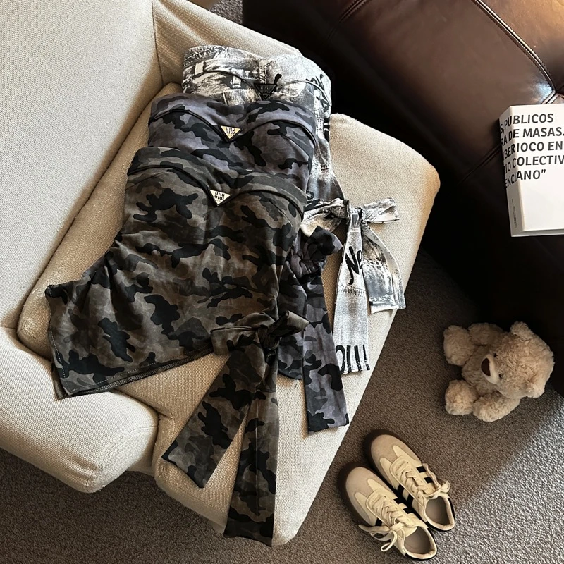 【多宝】通勤修身型ins风夏季背心抹胸印花修身915