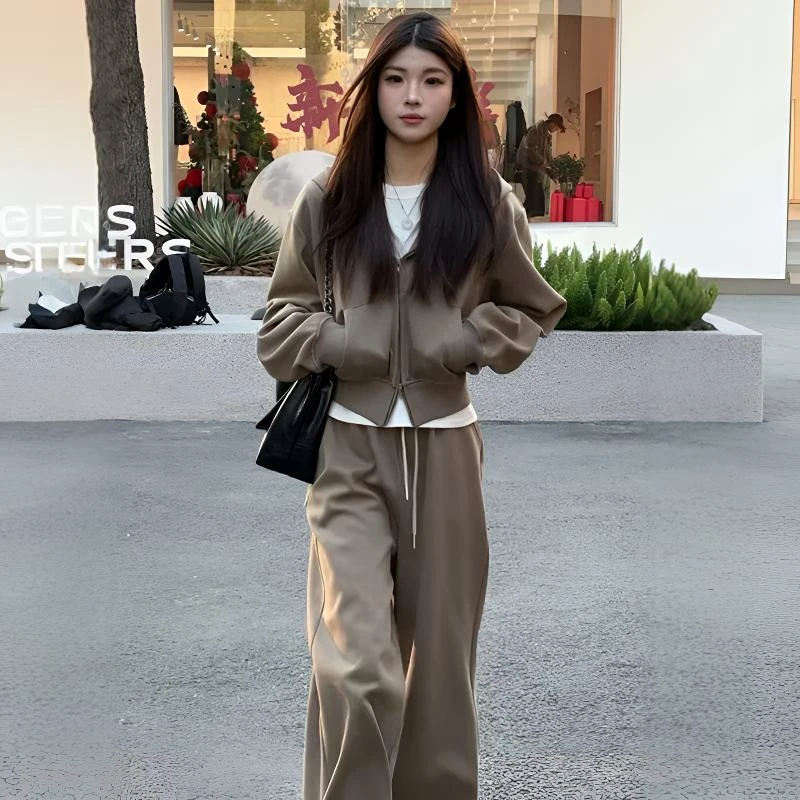 时尚韩系高级感连帽时尚套装春秋松弛感独特漂亮两件套