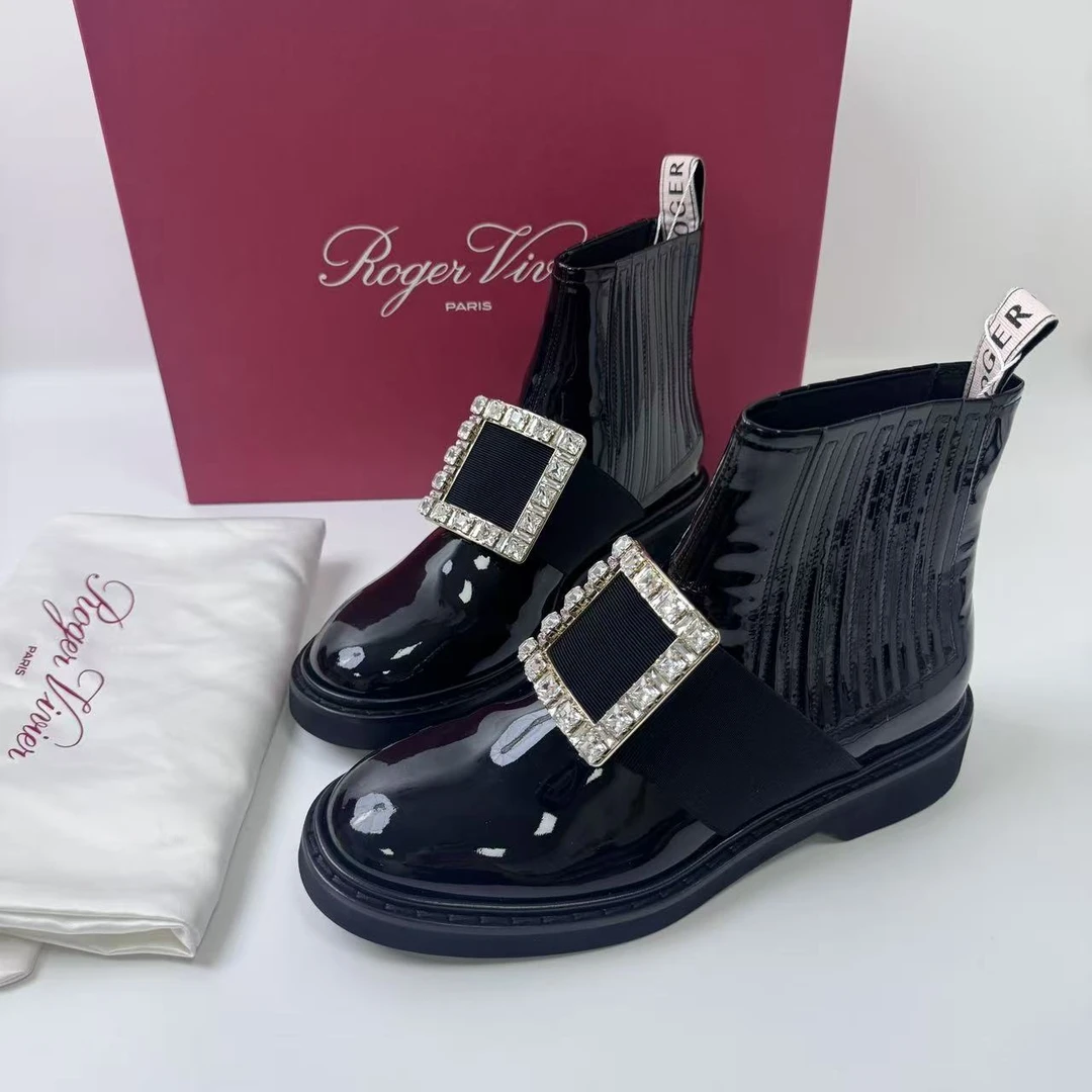 未使用 Roger Vivier/罗杰·维威耶 37.5码/全套/黑色水钻短靴1865