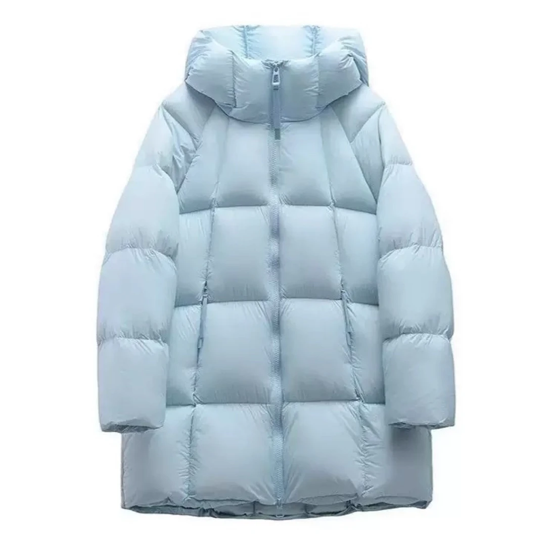 断码泡芙云朵方块中长棉服女2025新款韩版超好看宽松加厚连帽外套