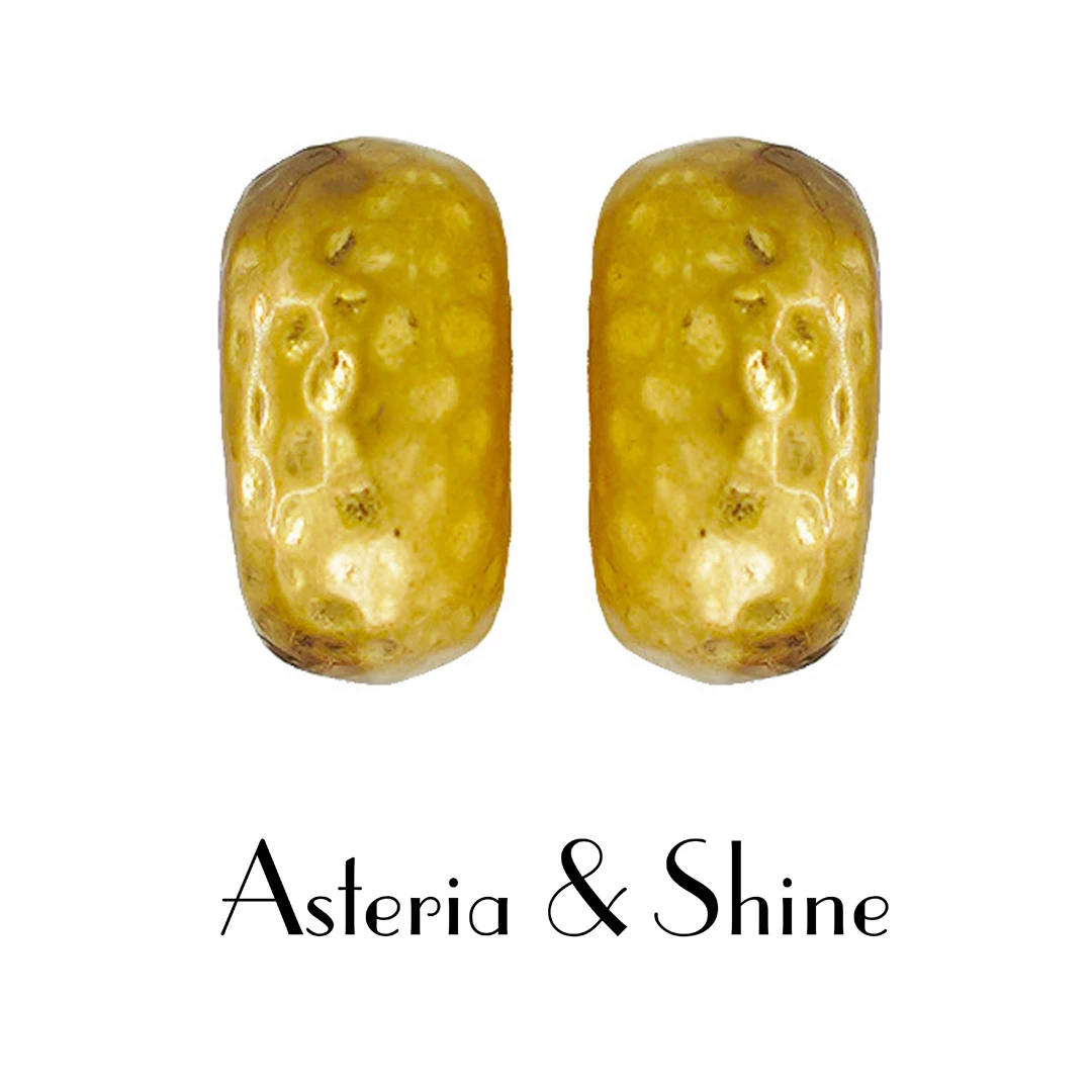 合金耳饰 21218金色手工半圈耳钉气质通勤简约时尚气质日常女饰品