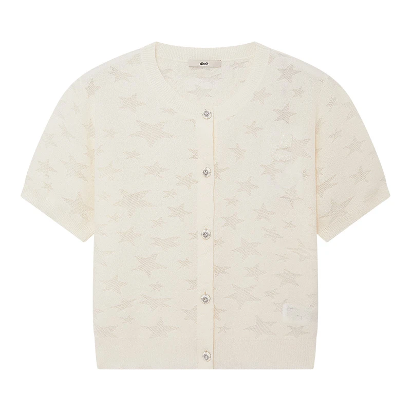 【商场同款】dzzit地素短袖针织衫温柔风星星镂空开衫上衣女3J1E545
