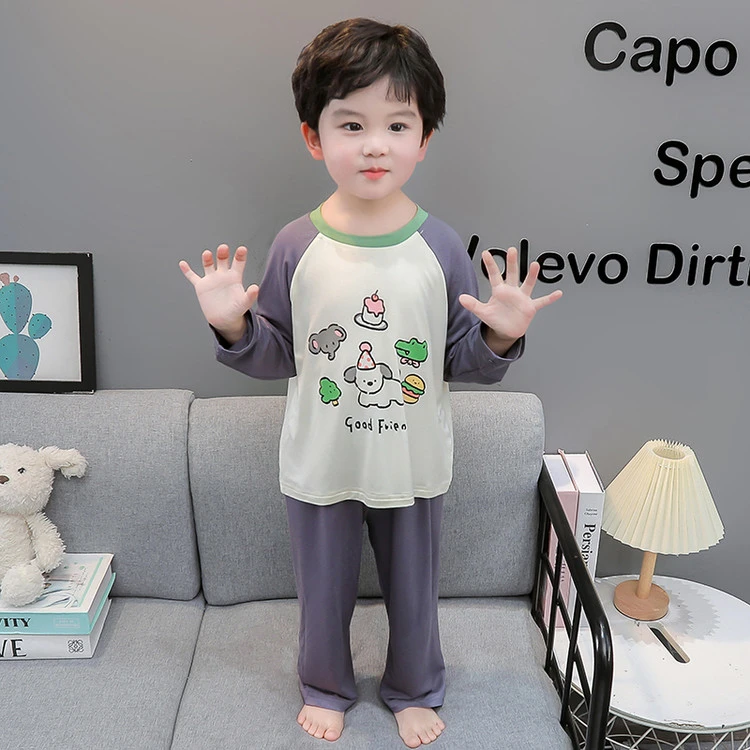 柔软男宝宝睡衣莫代尔春秋款2025薄款夏季男孩小童男童家居服套装