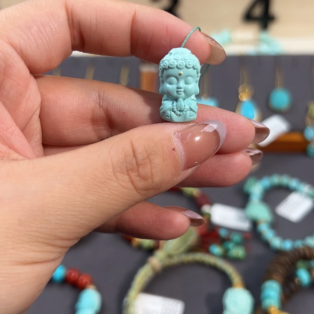 绿松石未镶嵌把件宝宝佛配饰