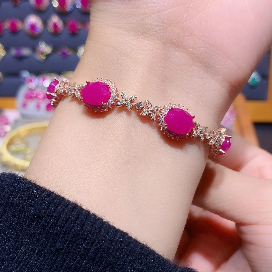 红宝石手链银S925镶嵌