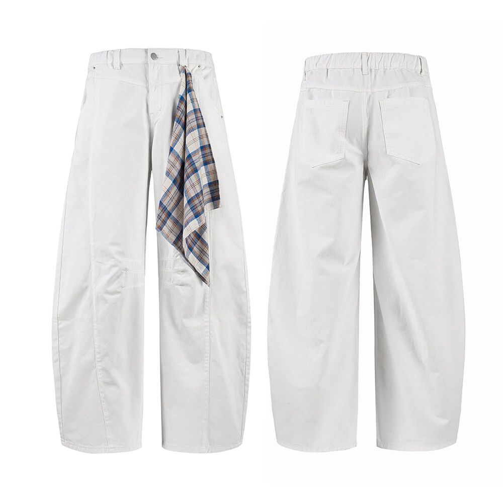 LIGGICC 水洗巴黎灰白色美式夏季弯刀休闲裤男做旧宽松垂感镰刀裤