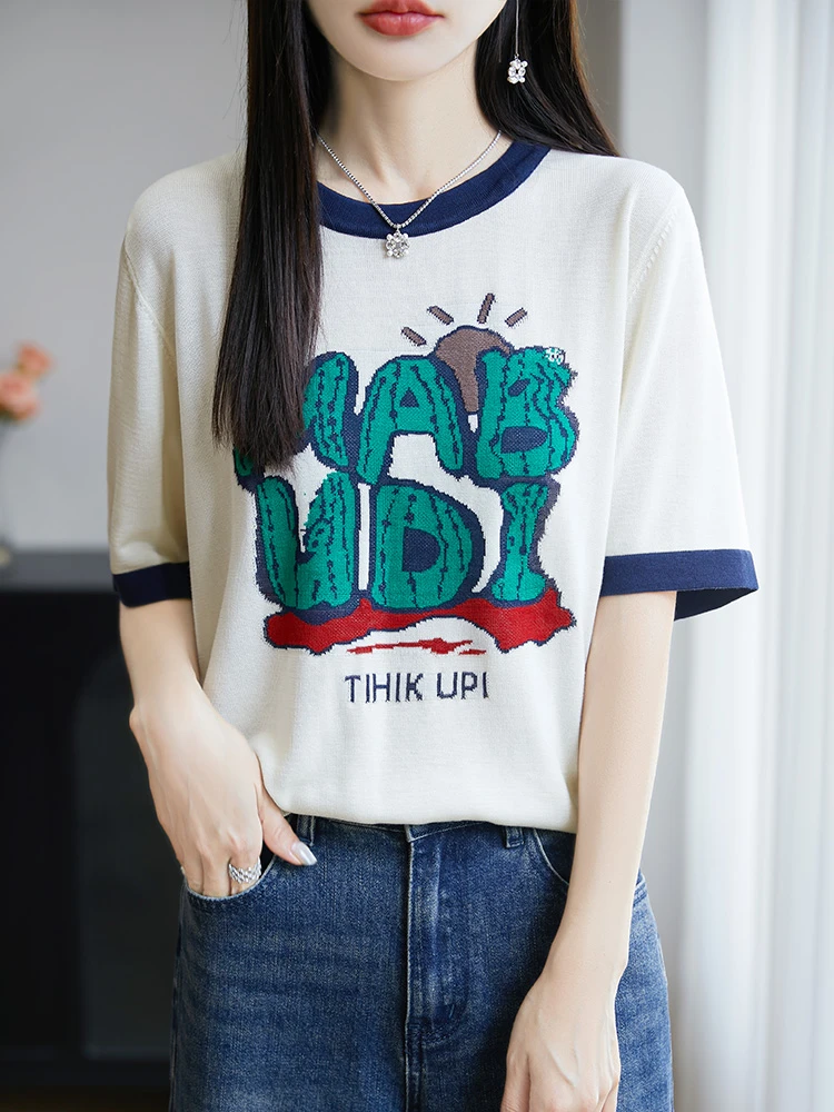 莱赛尔天丝仙人掌圆领翻领针织短袖-392