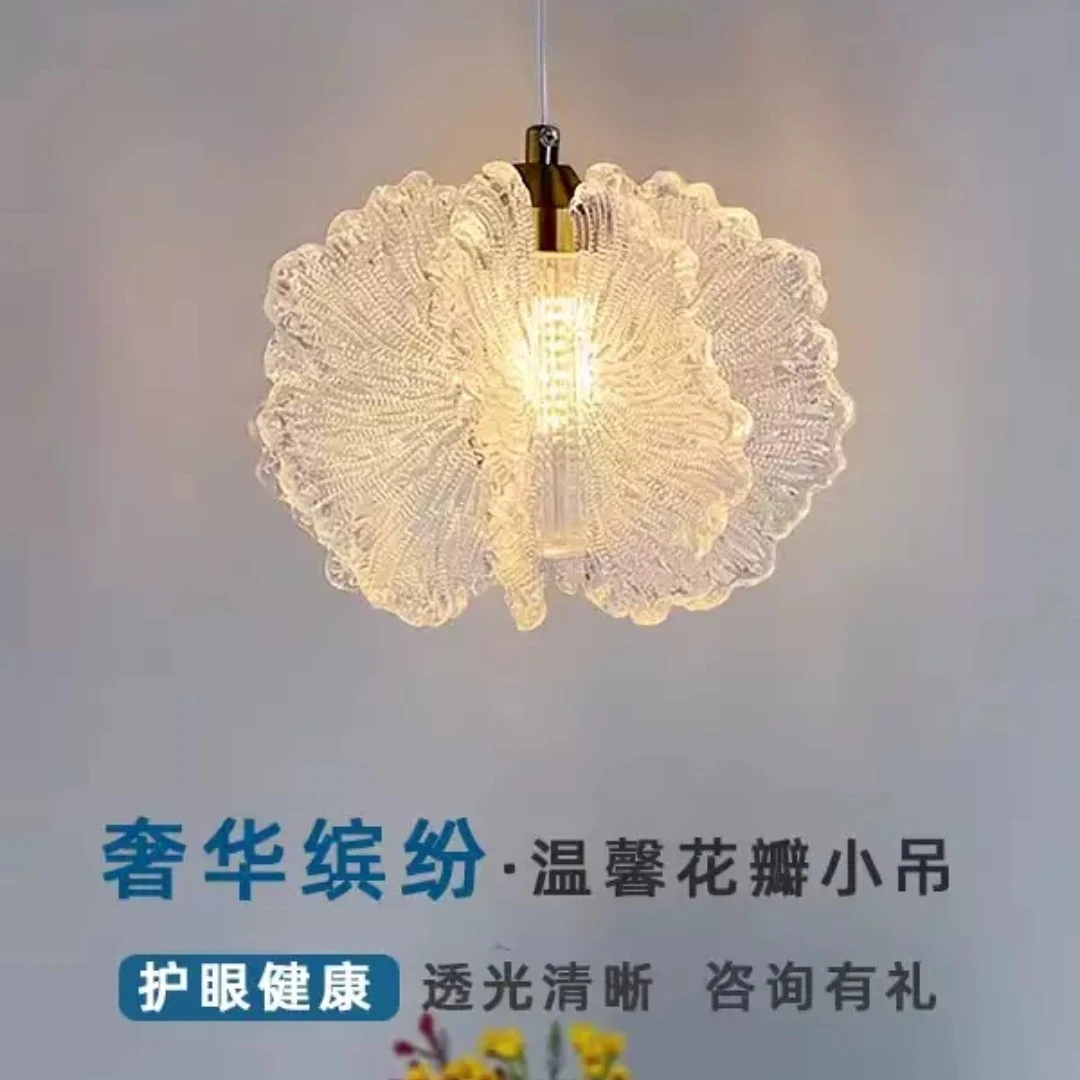 法式奶油风吊线灯现代简约卧室房间床头吊灯创意高级感玄关灯饰