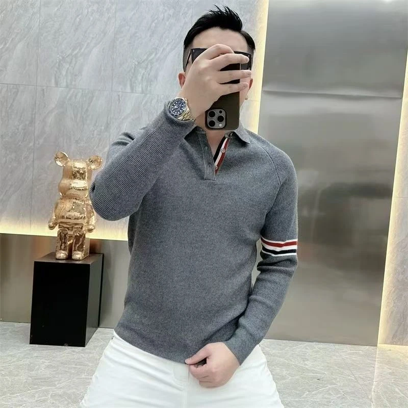 A(20号)H0028秋冬新款简约百搭休闲翻领针织衫