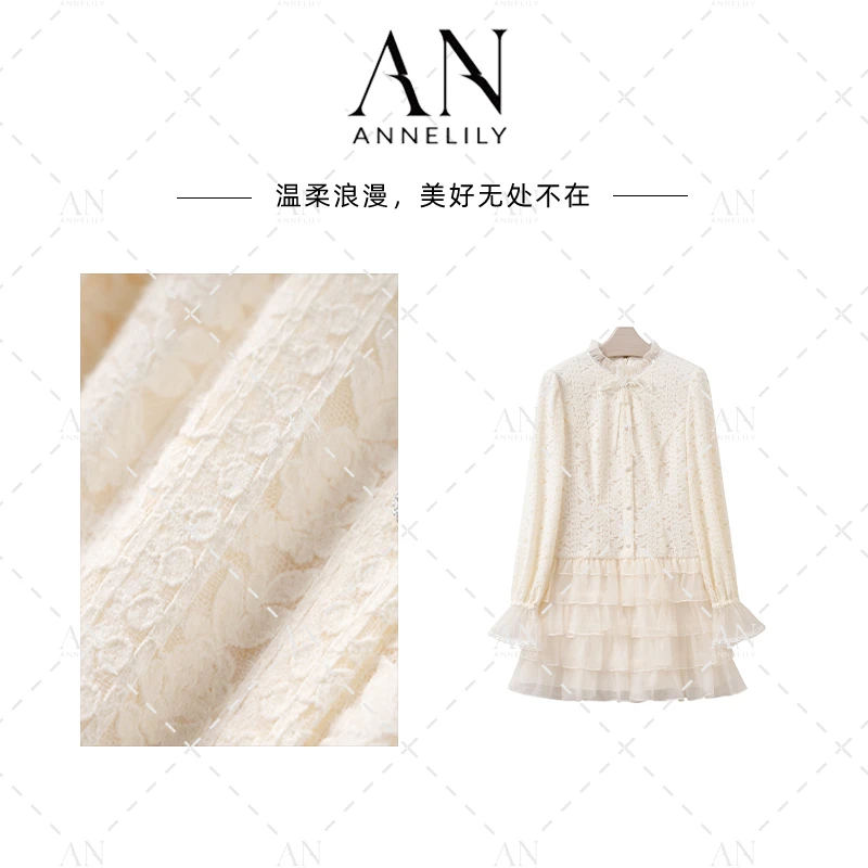 ANNELILY安琪琪【暮光】冬季新款高级感气质连衣裙AQ2511035