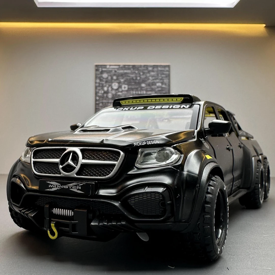 【奔驰皮卡X-CLASS6×6】仿真1:28合金汽车模型炫酷声光六轮车模摆件