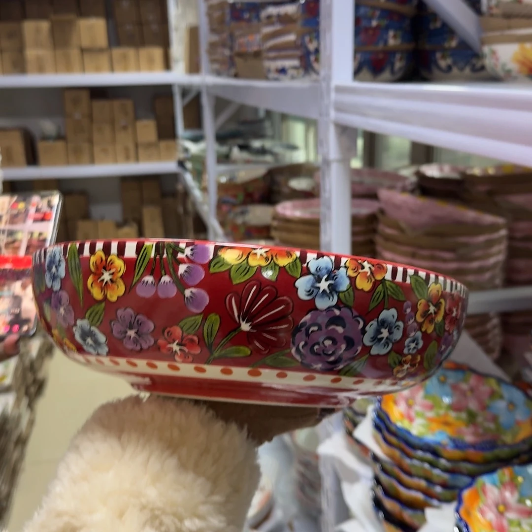 瓷11英寸万紫千红汤盆一只