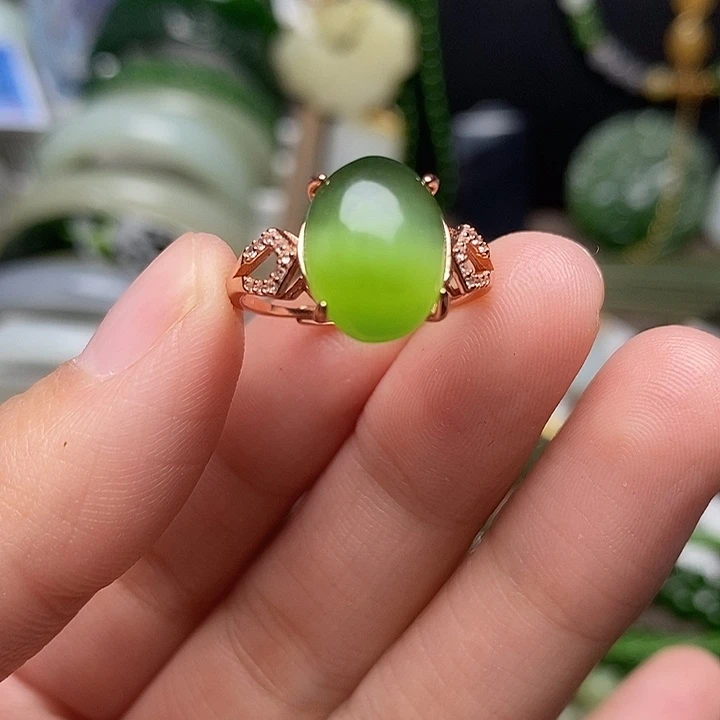 和田玉银S925镶嵌戒指