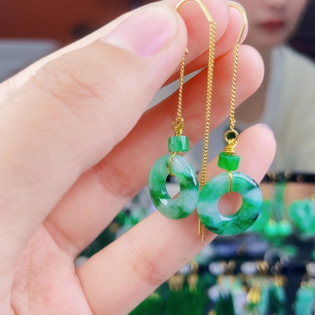 翡翠银S925镶嵌耳饰饰品