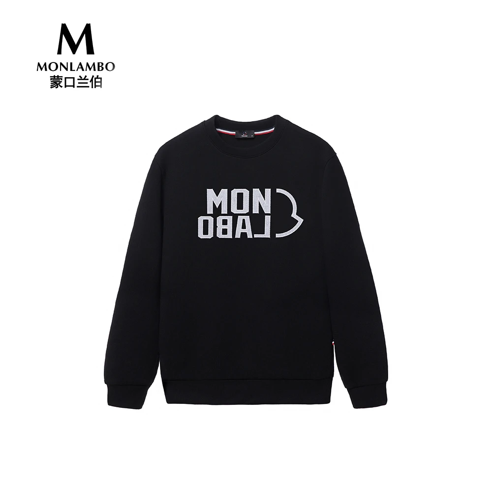 MONLAMBO春季加厚男士刺绣字时尚休圆领潮流百搭亲肤透气舒适卫衣