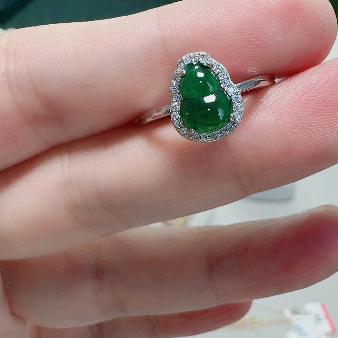 翡翠戒指银S925镶嵌戒指