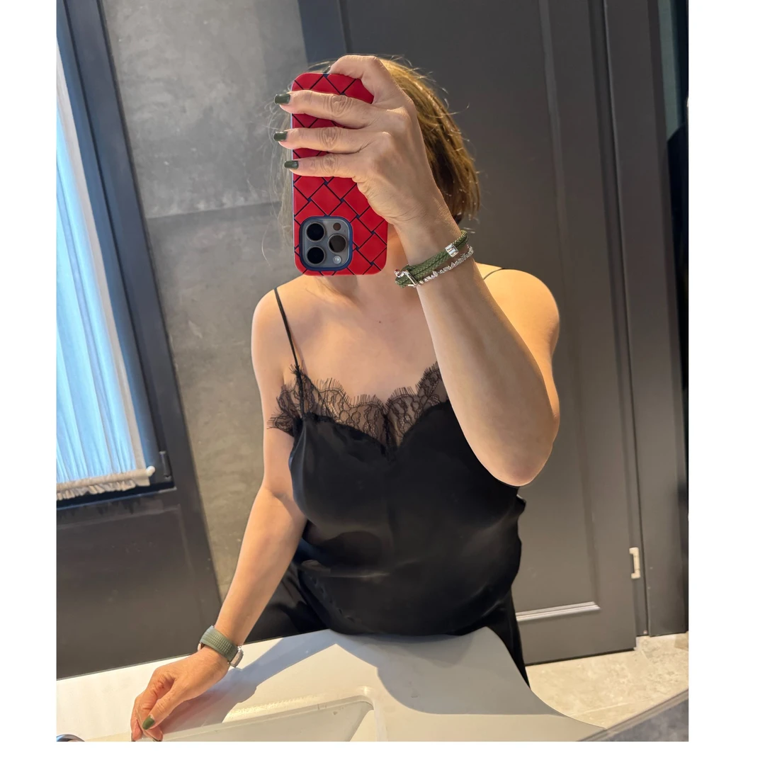 COCOLINDA | 100%桑蚕丝‘法式风情’性感蕾丝花边吊带背心V3125