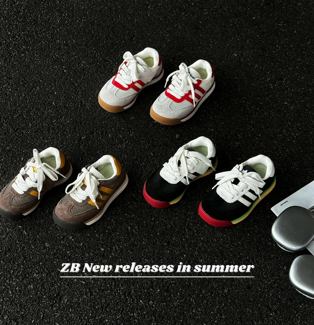 【哲豹】2025新款儿童时髦德训休闲鞋单网魔术贴阿甘运动鞋