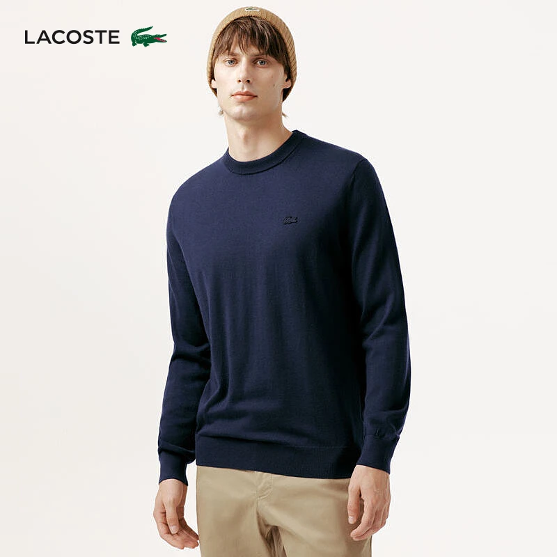 LACOSTE法国鳄鱼男装25秋季简约舒适圆领毛衣羊毛针织衫|AH1969