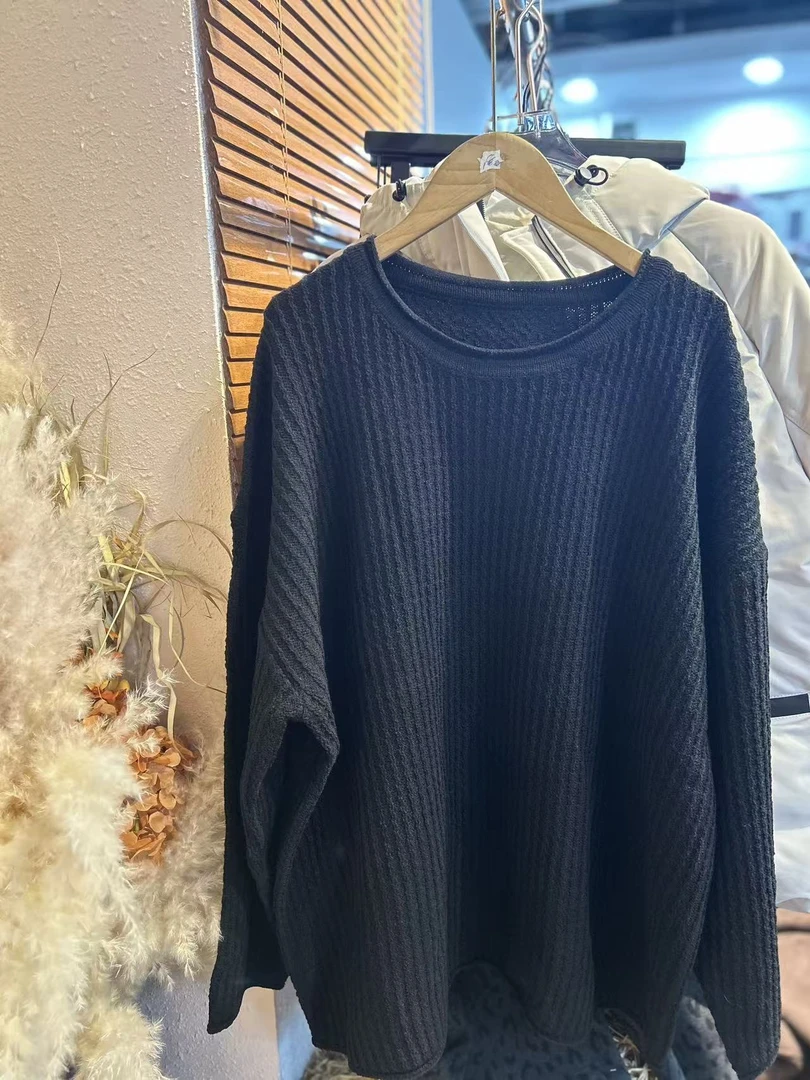百搭纯色系内搭针织衫简约女款秋冬季高级圆领黑色打底毛衣1848