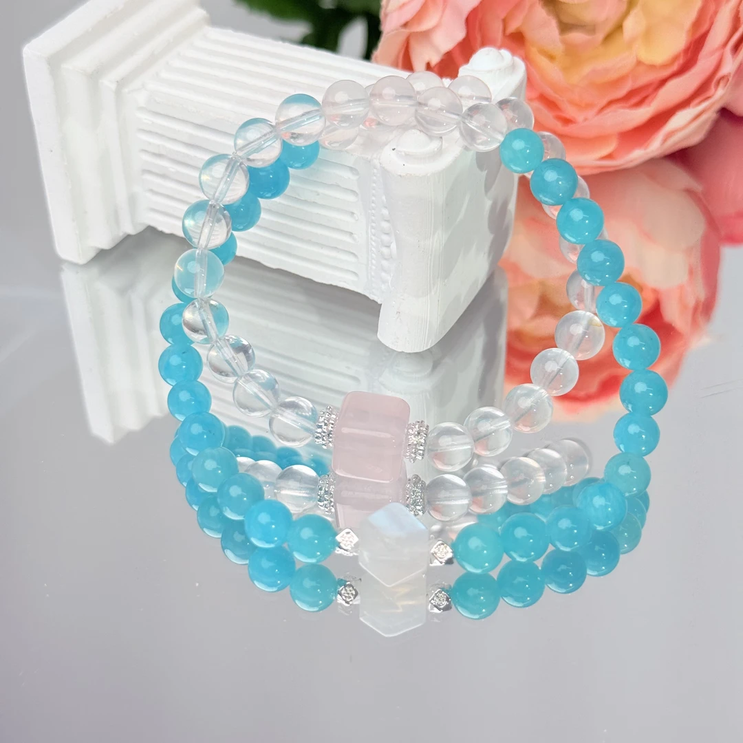 【跳出迷茫期】天河石白水等水晶6-7mm手串面小仙多样性发其一