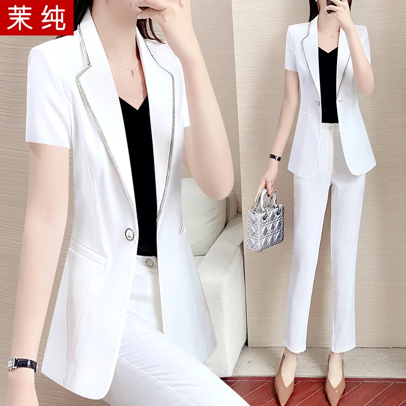 西装外套女夏2025新款白色短袖高级感西服洋气时尚气质职业装正装