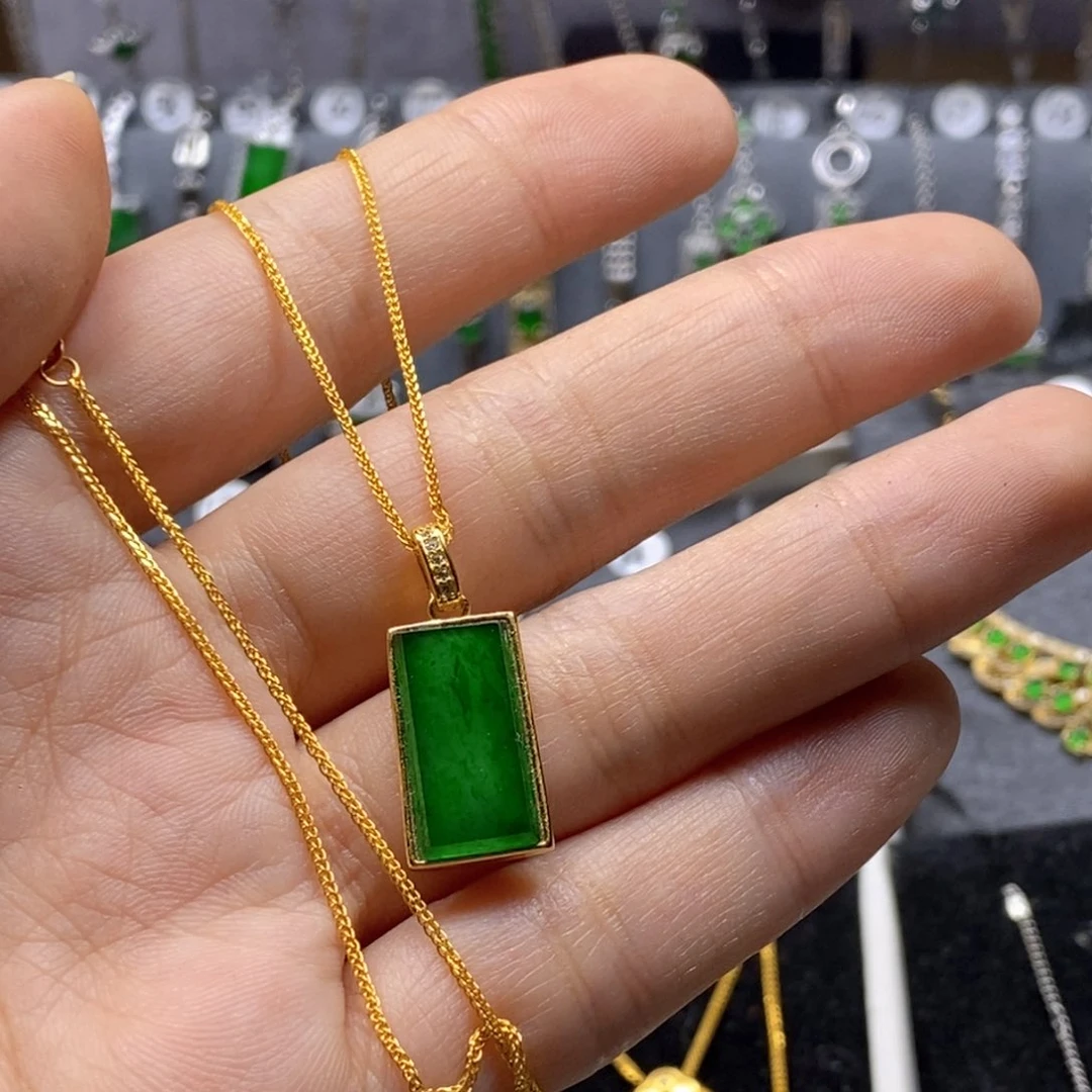 翡翠颈饰银S925镶嵌岭**生16×8×3