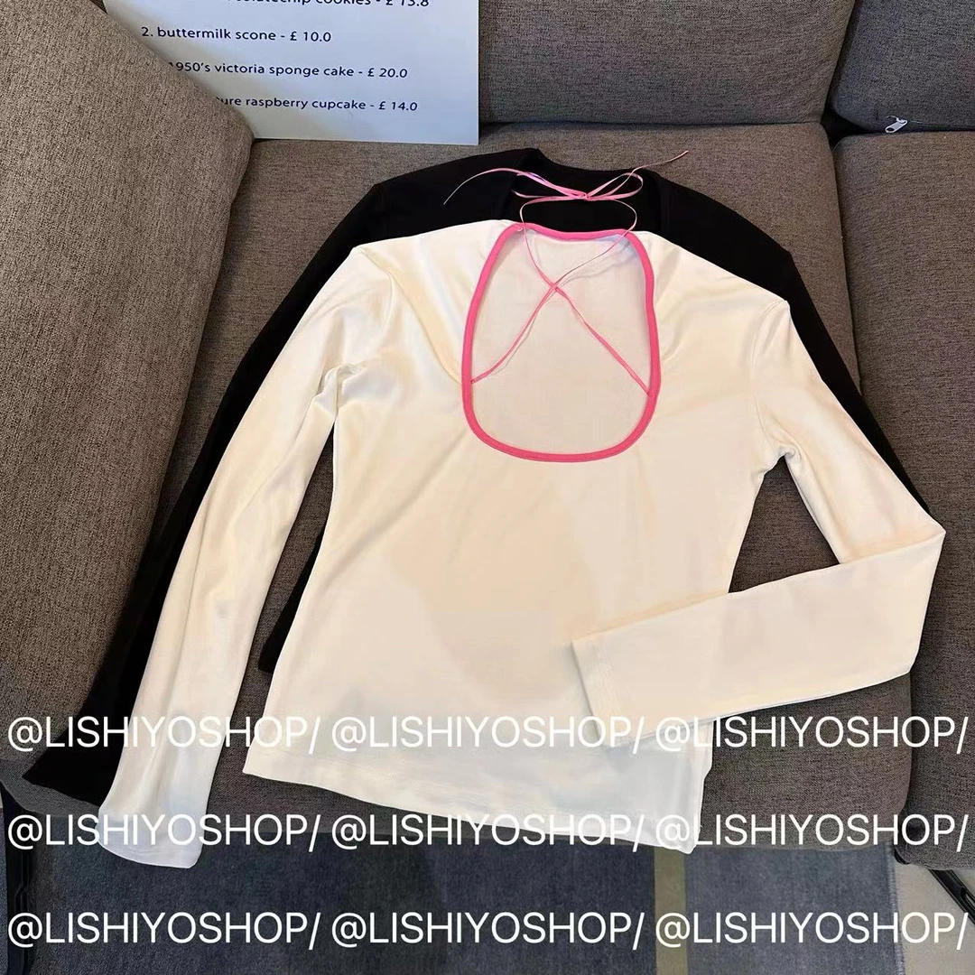 【李十一LISHIYI】U领系带纯欲打底上衣 ★ LY严85009