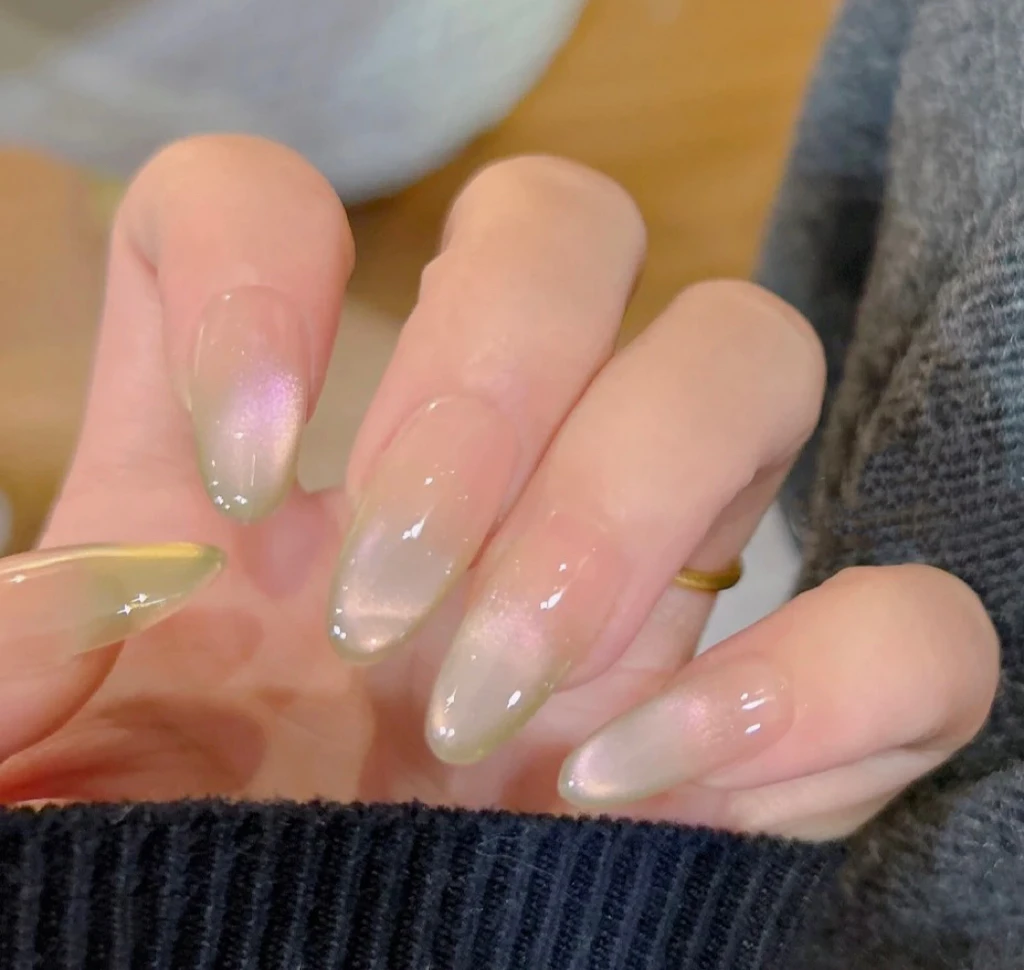 【芭乐】纯手工穿戴甲可拆斜美甲光疗甲