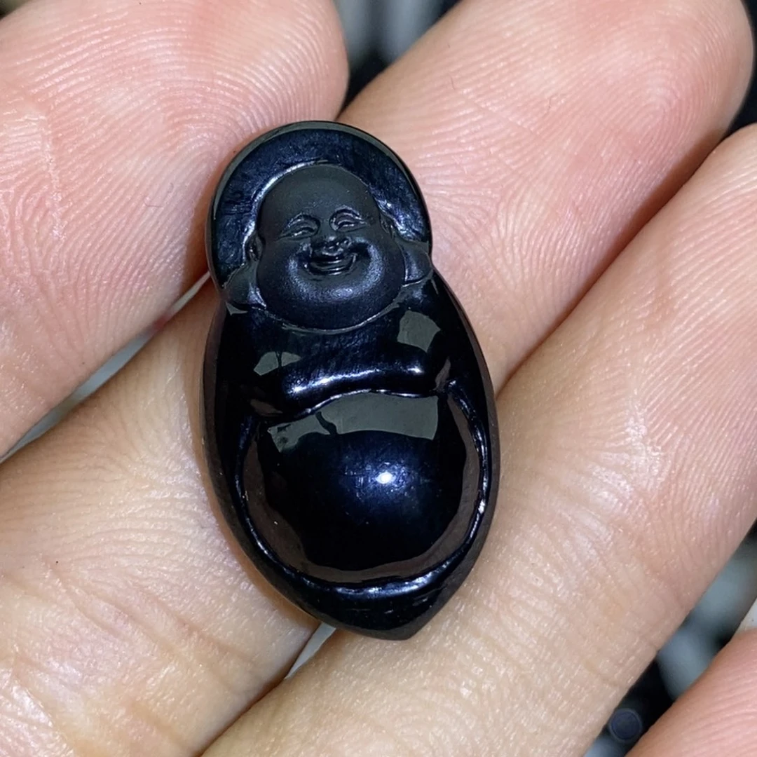 颈饰未镶嵌翡翠缅甸A货墨翠小佛公