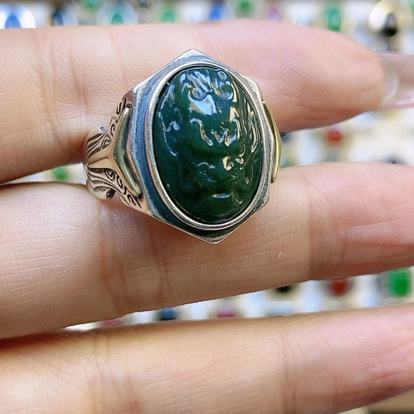 【闪购商品】和田玉戒指银S925镶嵌