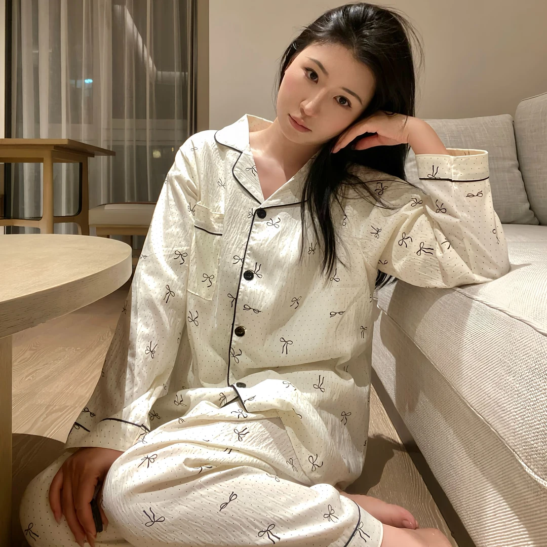 家居服套装长袖长裤胖妹睡衣云朵棉宽松宽大版型大码胖Mm青少年女
