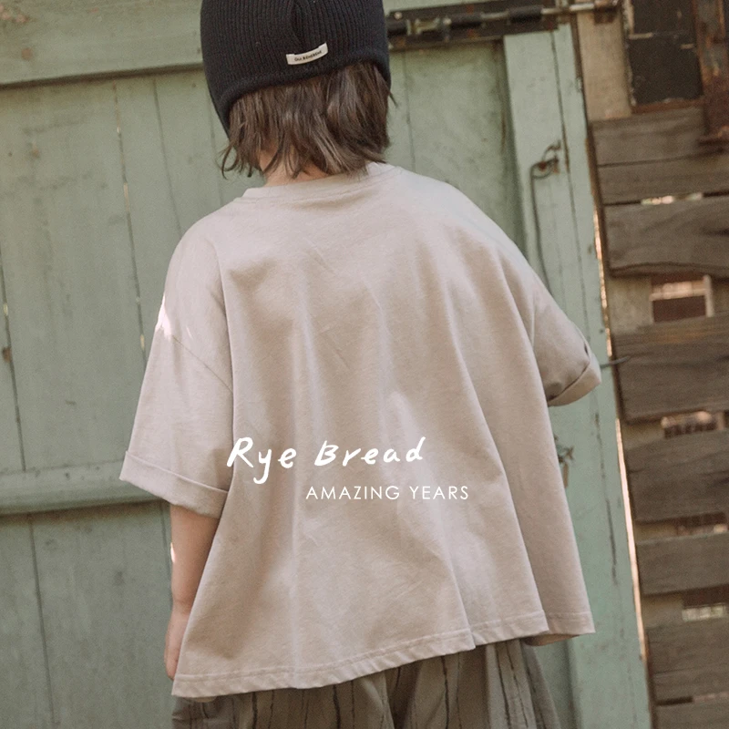 ryebread/黑面包童装 韩系圆领男小童卡通印花纯棉短袖T恤