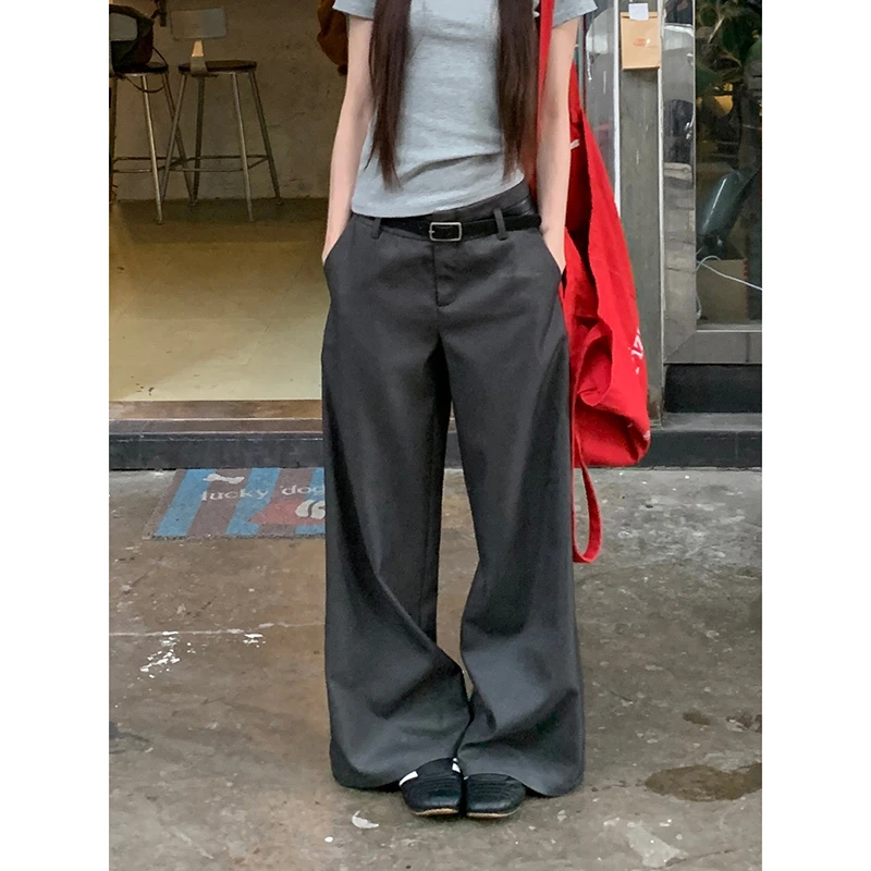 【超模西裤】春夏简约宽松显瘦直筒拖地休闲裤复古垂感裤子252V1256