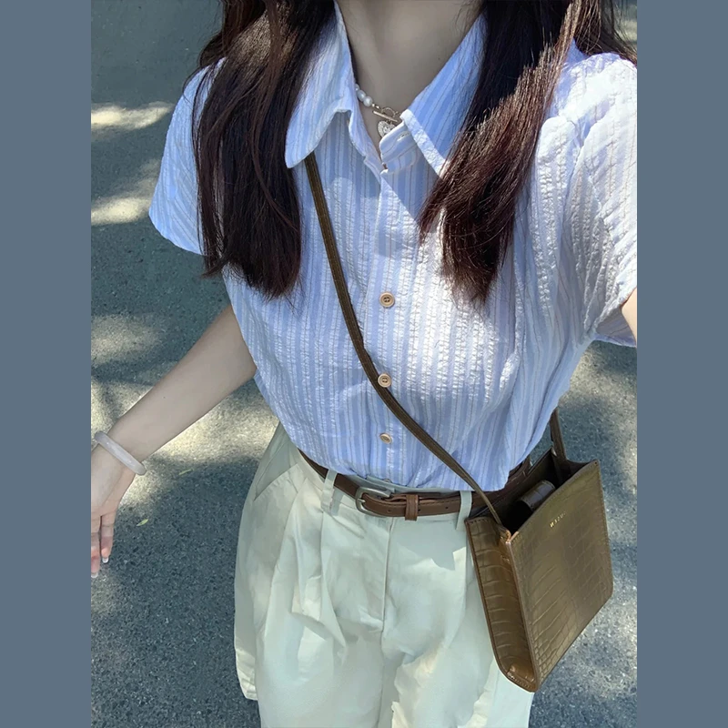 高级感衬衫连衣裙子女夏2025韩版学院风两件套装半身长裙