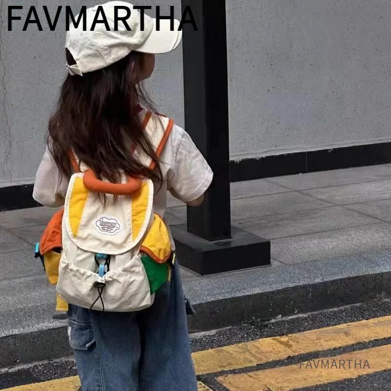 幼儿园宝宝书包2025新款时尚撞色儿童双肩包轻便出游男女童背包潮