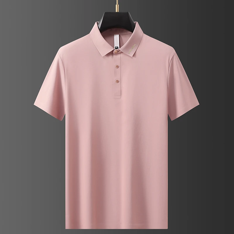 高端品质夏季无痕男士POLO衫冰丝凉感大气时尚百搭烫金字母简约款