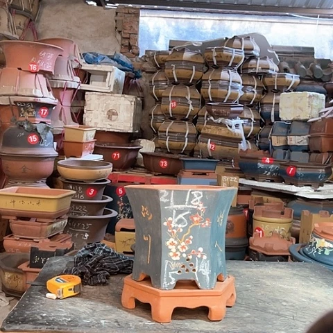 紫砂花盆六方一个