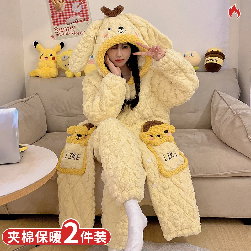 【新粉福利】睡衣女秋冬季加绒加厚学生睡袍可外穿大码可爱舒适宽松