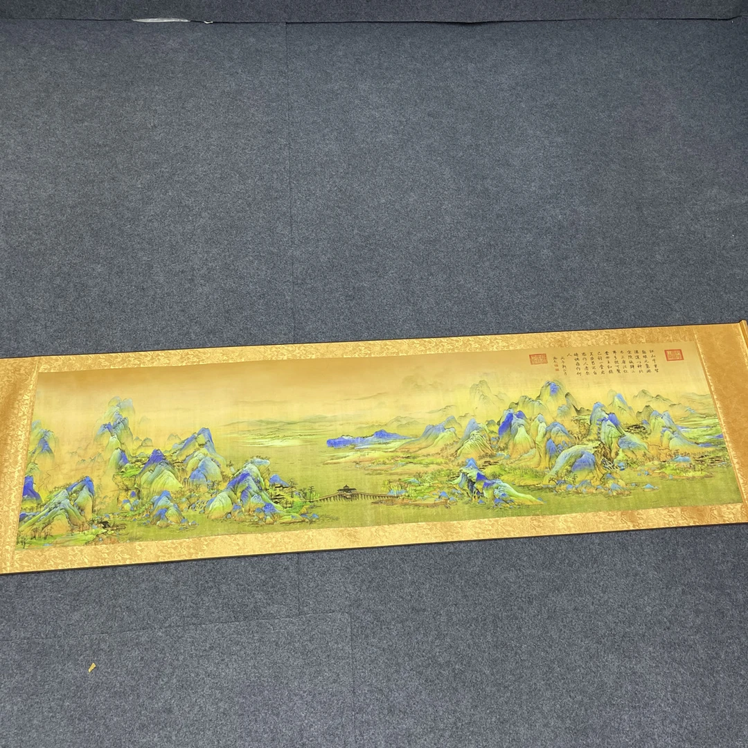 《千里江山图》2200*60cm客厅书房茶室办公室装饰画