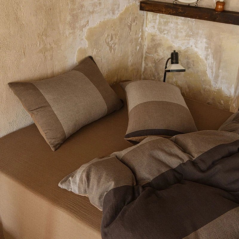 琳姐  巴恩风中古条纹加厚全棉双层纱四件套厚织纯棉被套床单A类