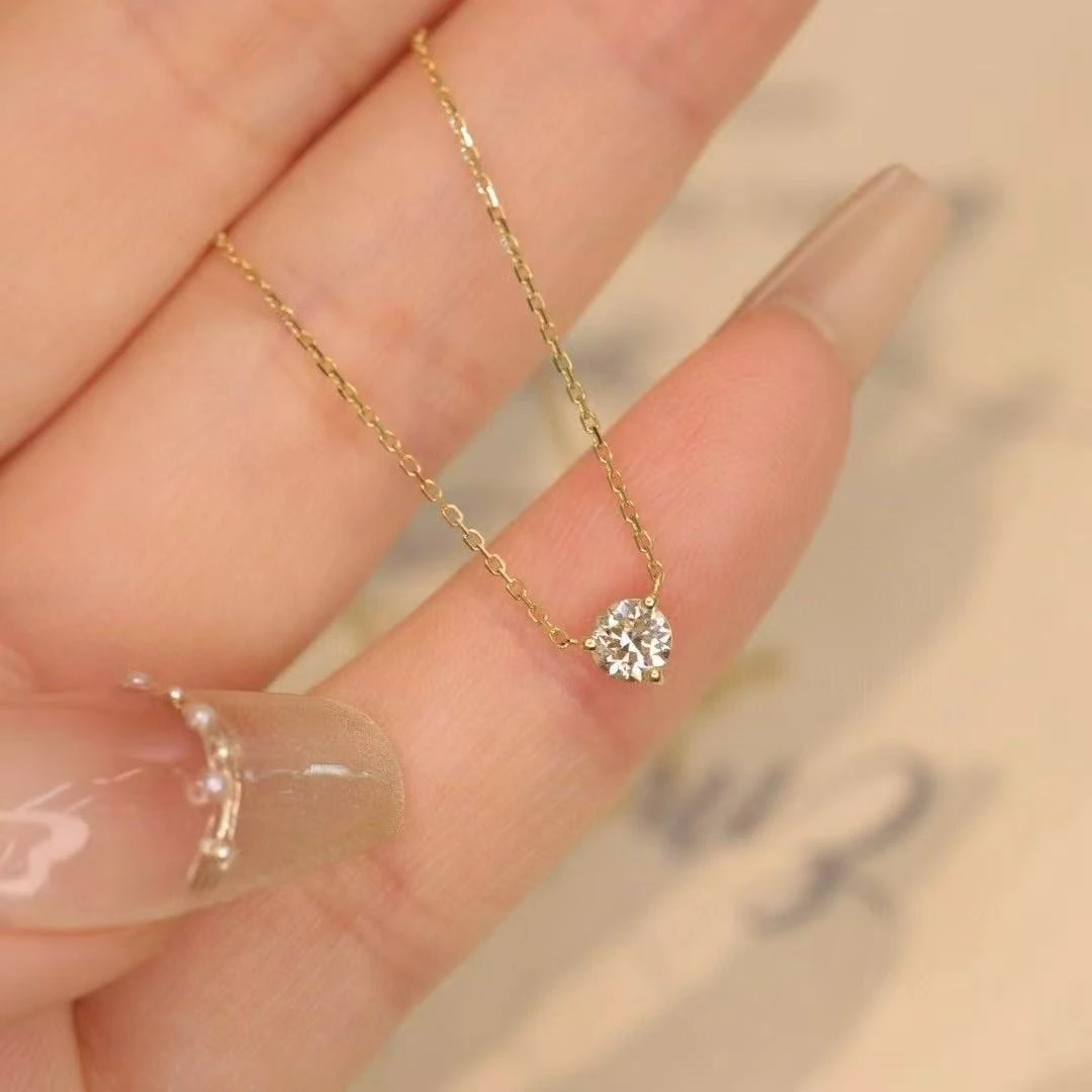 18k金镶嵌天然钻石独钻30分三爪镶嵌项链YHY