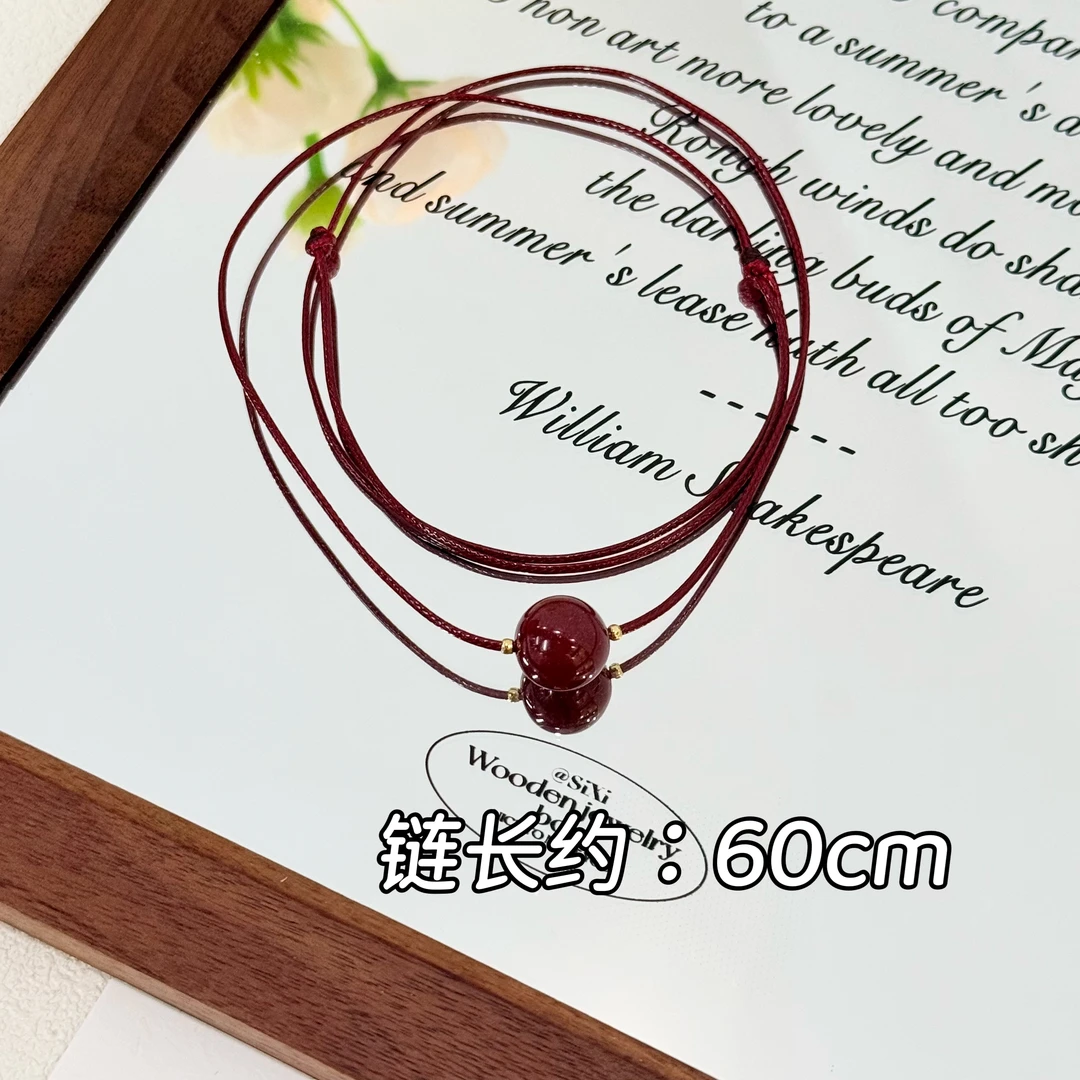 天然辰砂XL-100小众复古朱砂编织气质时尚项链