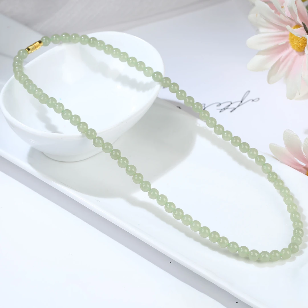 HW【新疆源产地发货】天然和田玉项链5-6圆珠多样性发1  XJ103-1