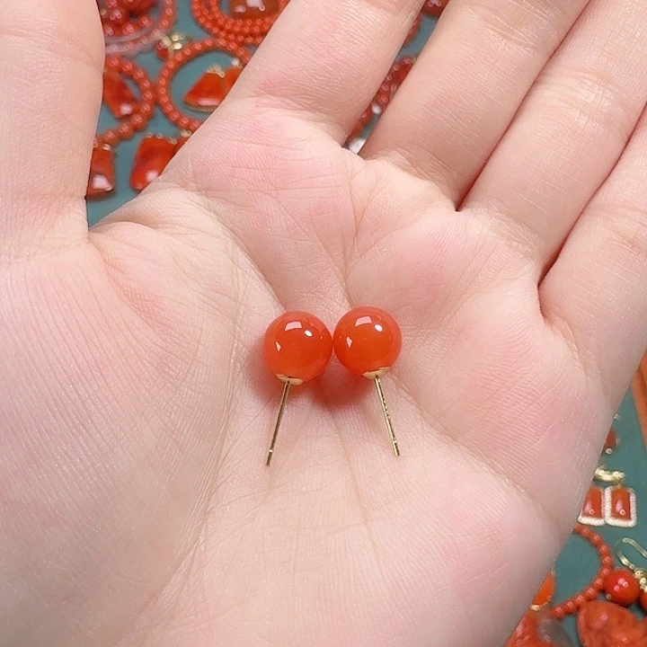 南红玛瑙银S925镶嵌8+