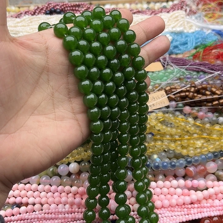 玛瑙/玉髓珠宝半成品未镶嵌一条10mm碧玉