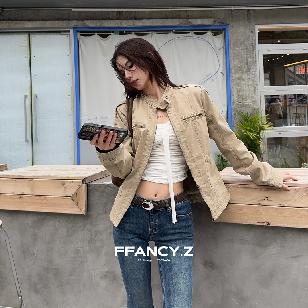 FFANCY.Z【费城之旅】立领做旧美式复古短款正肩夹克外套#25Z014